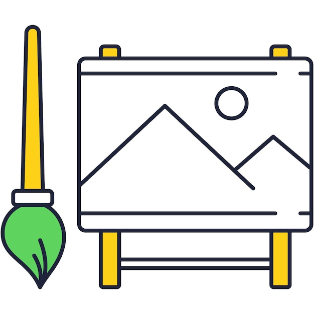 Vector paintbrush and easel flat icon design