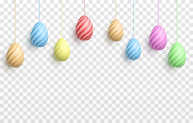 Vector painted Easter eggs png. Hanging eggs png. Multi-colored eggs png. Chicken eggs, food.