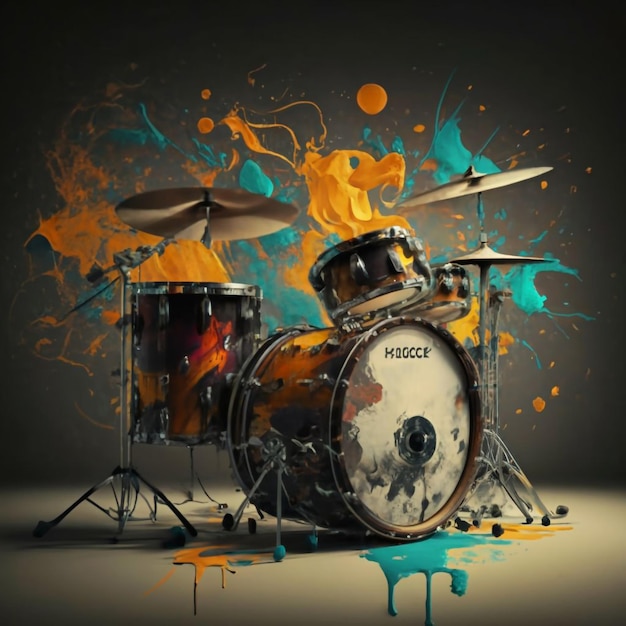 Vector a painting of a drum set on a white background