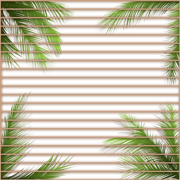 Vector palm leaves, summer palm, palm trees on the beach, vector beach