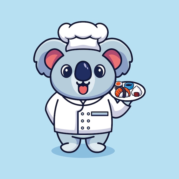 Vector panda chef mascot logo cartoon cute creative kawaii