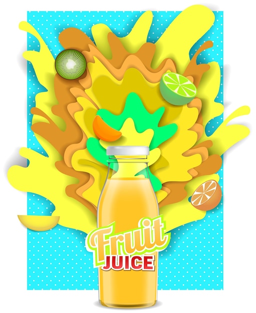 Vector paper cut tropical fruit juice drink