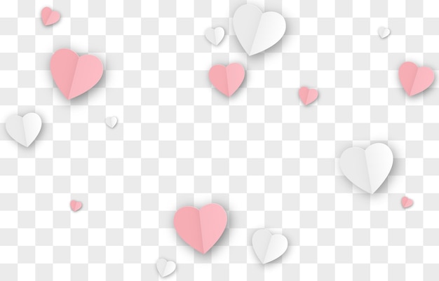 Vector paper hearts png Valentines day red and white hearts png love holiday paper elements