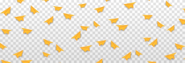 Vector paper planes png Yellow paper plane on isolated transparent background Airplane origami