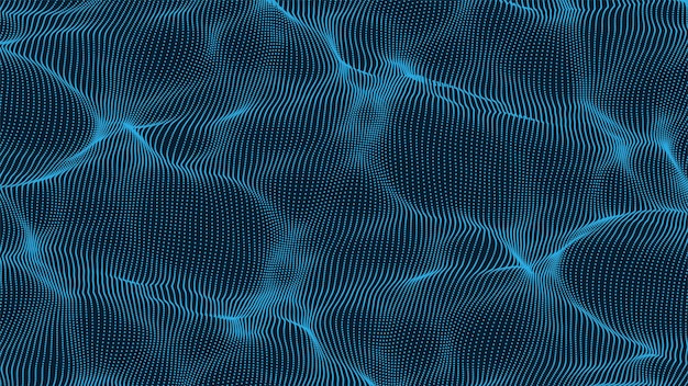 Vector particle waves Ocean abstract aerial view Smooth waves of dots Elegant particle flow Elegant technology background for futuristic designs