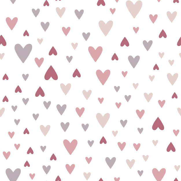 Vector pastel seamless pattern with heart isolated on white background