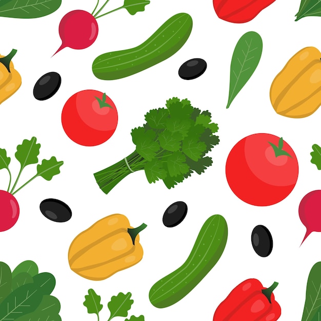 Vector pattern of fresh vegetables