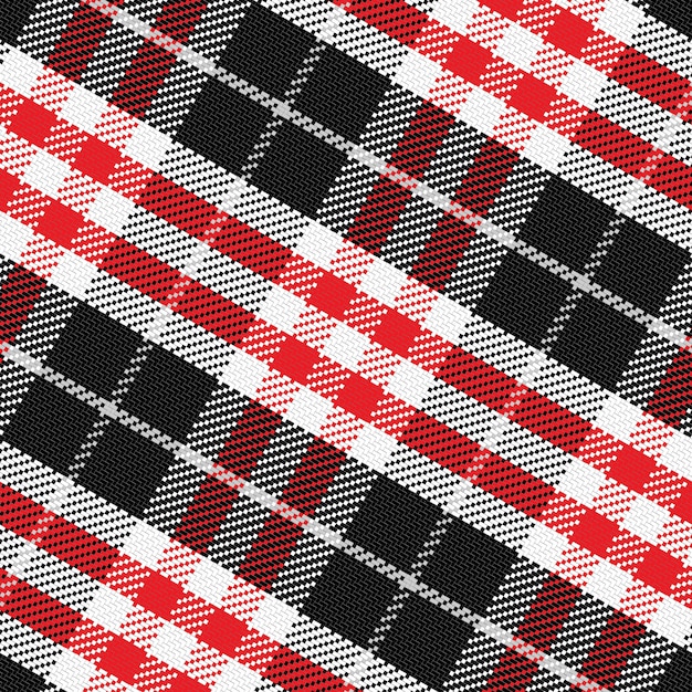 Vector pattern Scottish tartan 3, black, white, gray, red