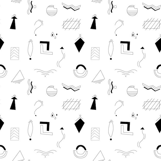 Vector pattern of simple geometric vector black and white signs elements and symbols Simple figure