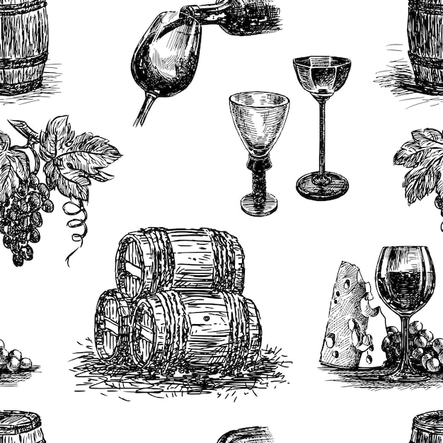 Vector pattern of theme of wine making