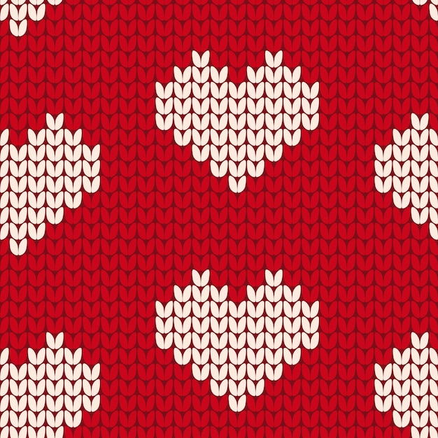 Vector pattern with knitted hearts