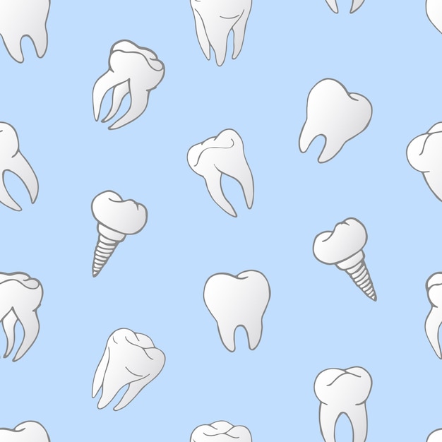 Vector pattern with teeth crowns dentistry dentist