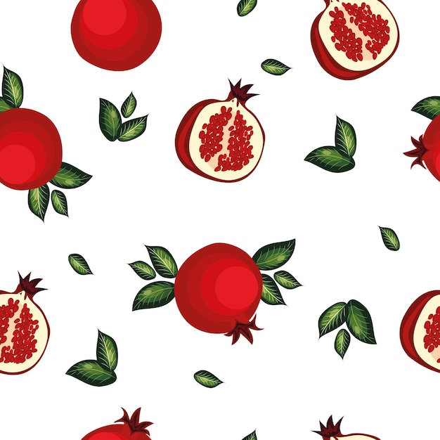 Vector patternpomegranate pomegranates pattern pomegranates with leaves pattern