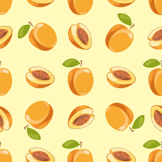 Vector peach seamless pattern yellow background