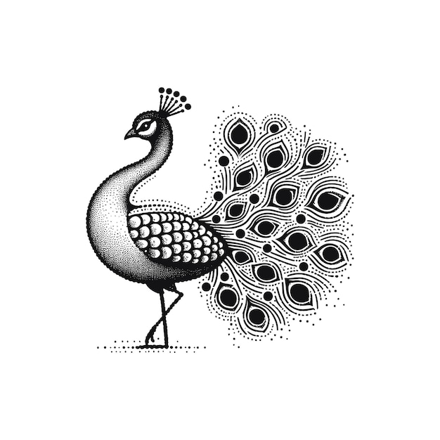 Vector peacock bird hand drawn sketch vector illustration beautiful birds