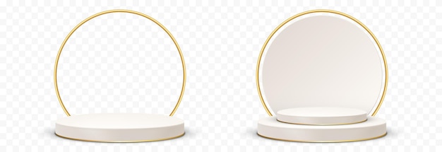 Vector pedestal png Pedestal with golden circle on isolated transparent background Podium png