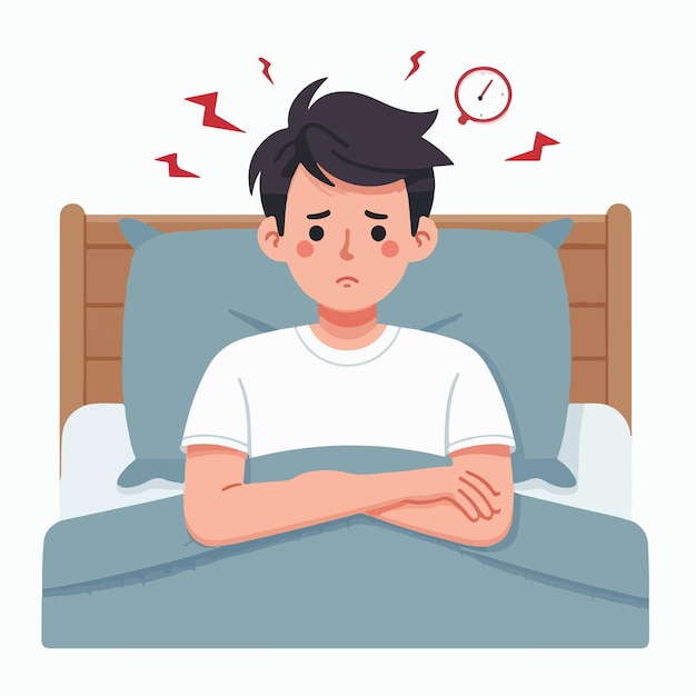 Vector vector of people experiencing symptoms of insomnia