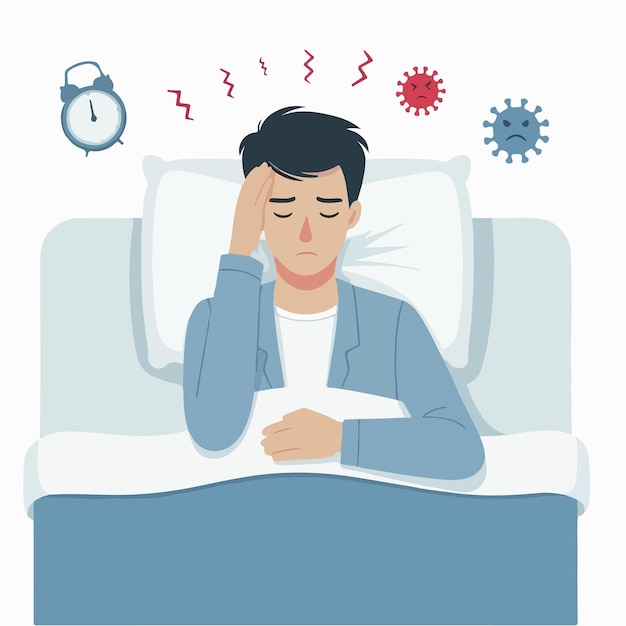 Vector vector of people experiencing symptoms of insomnia