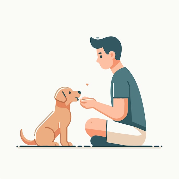 vector of people feeding dogs