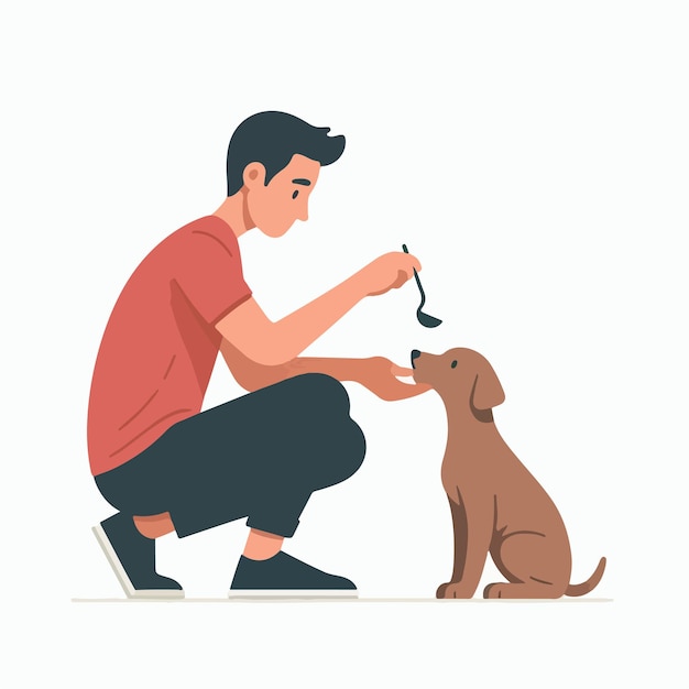 vector of people feeding dogs