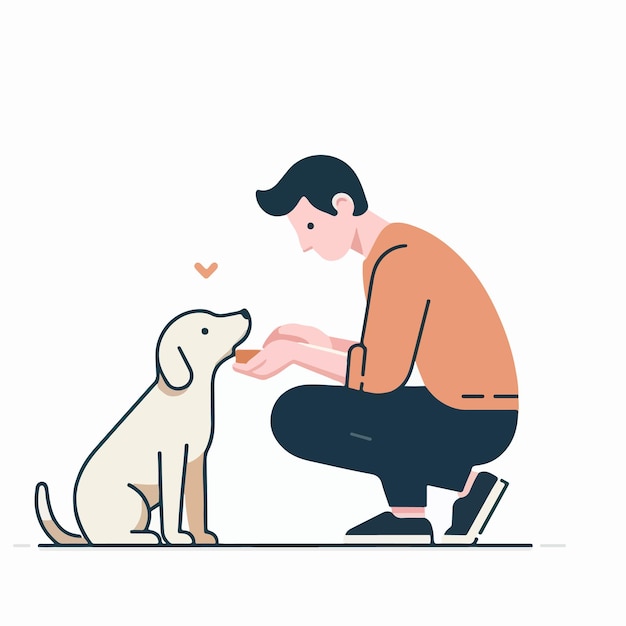 vector of people feeding dogs