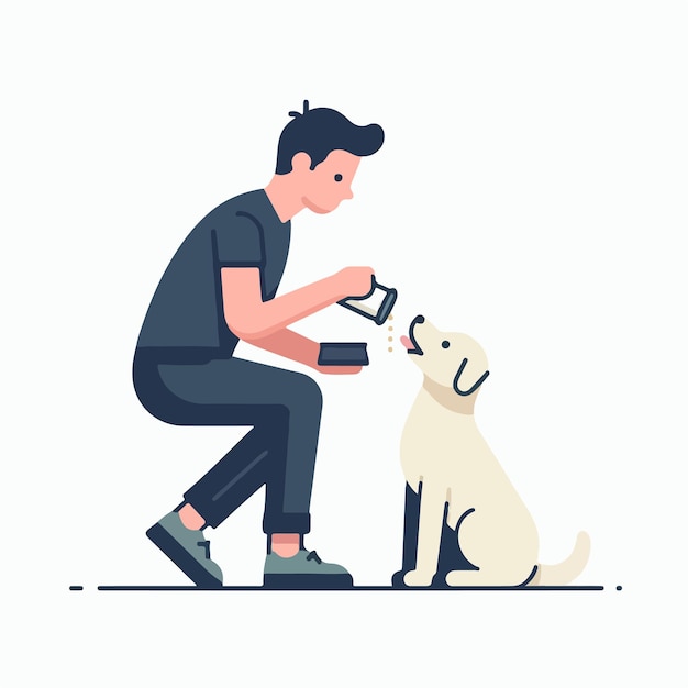 vector of people feeding dogs