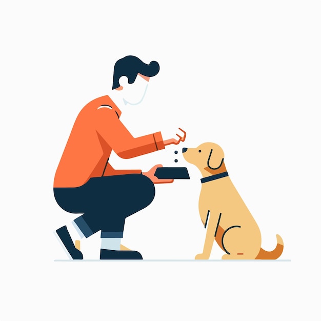 vector of people feeding dogs