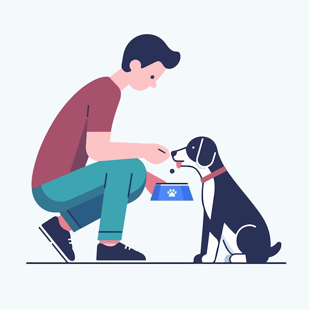 vector of people feeding dogs