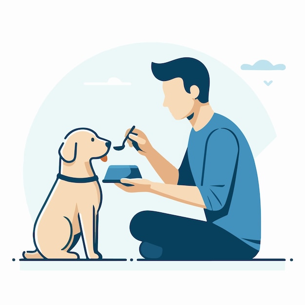 vector of people feeding dogs