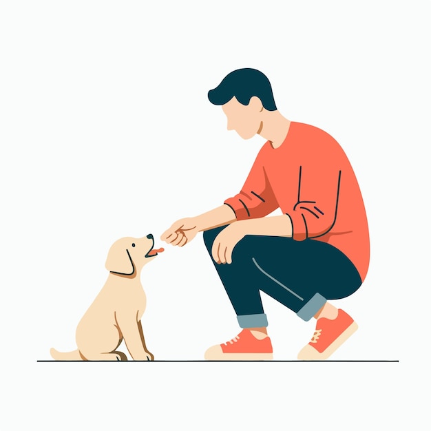 vector of people feeding dogs