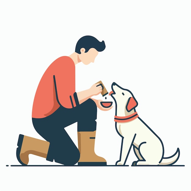 vector of people feeding dogs