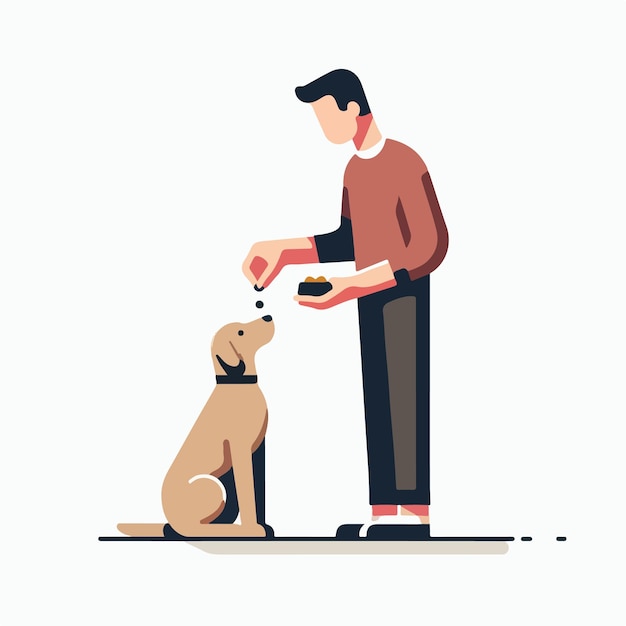 vector of people feeding dogs