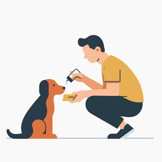 vector of people feeding dogs