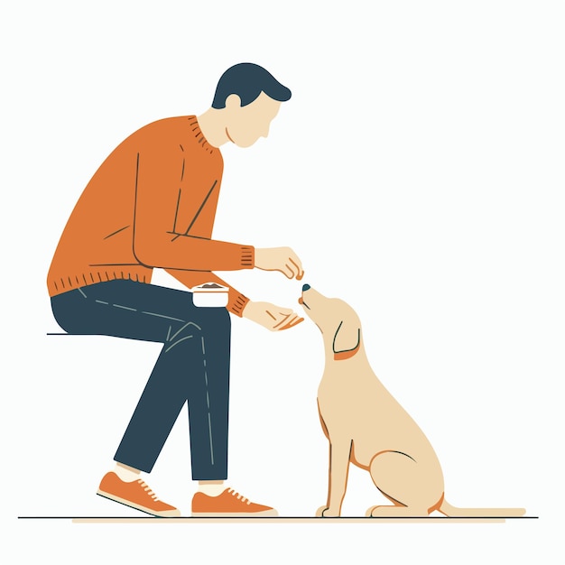 vector of people feeding dogs