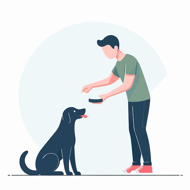 vector of people feeding dogs