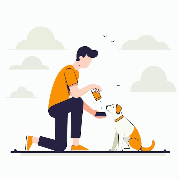 vector of people feeding dogs