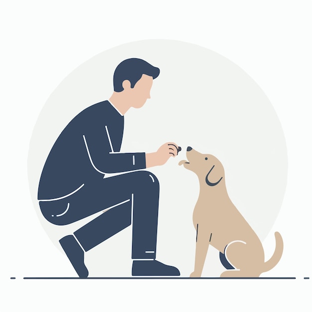 vector of people feeding dogs