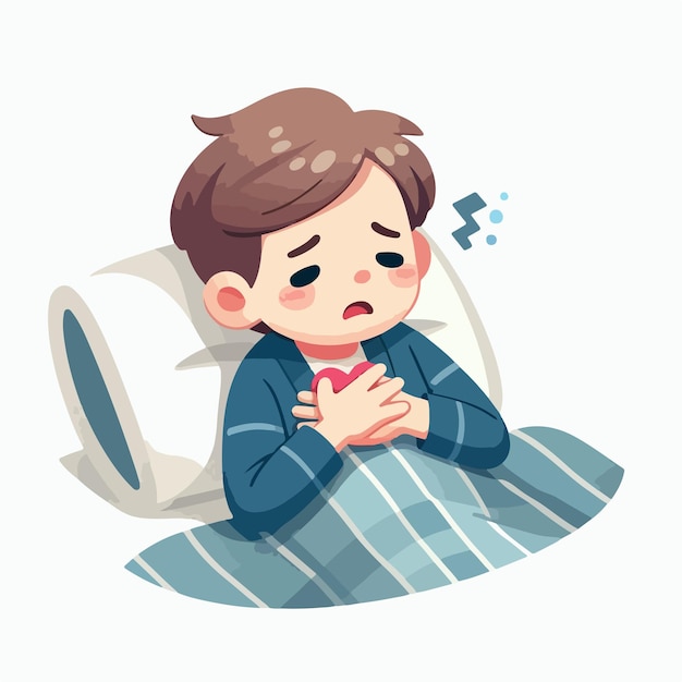 Vector vector people feel unwell when chest hurts