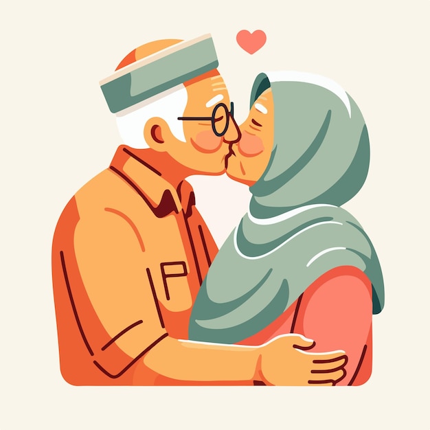 Vector vector of people kissing in flat design style