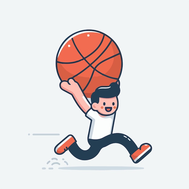 vector of people playing basketball in flat design style