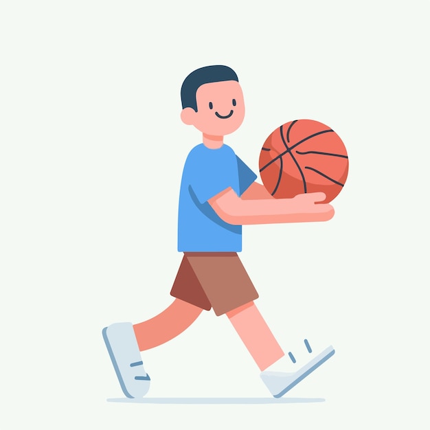 vector of people playing basketball in flat design style