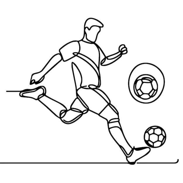 vector of people playing football in continuous line style