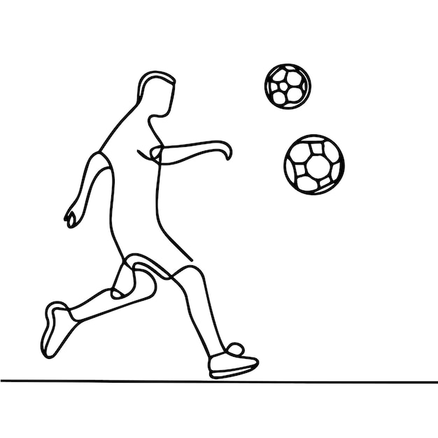 Vector vector of people playing football in continuous line style