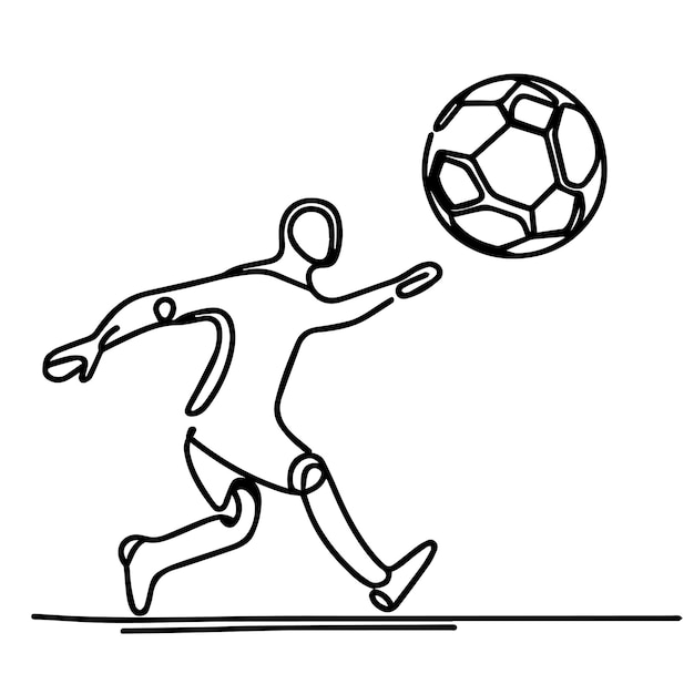 vector of people playing football in continuous line style