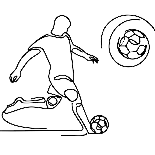 Vector vector of people playing football in continuous line style