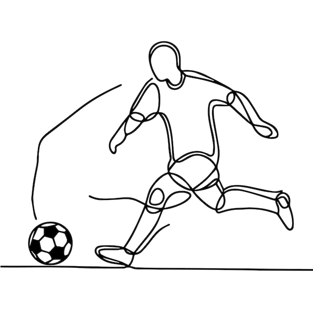 Vector vector of people playing football in continuous line style