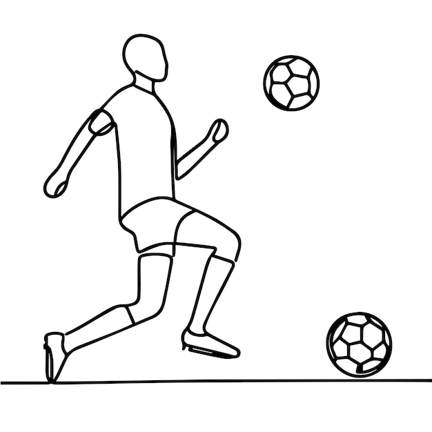 Vector vector of people playing football in continuous line style