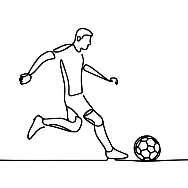 vector of people playing football in continuous line style