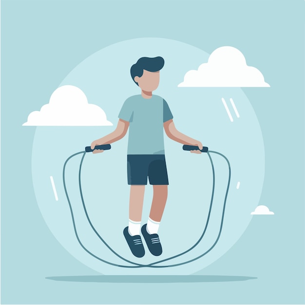 Vector vector of people playing jump rope in flat design style