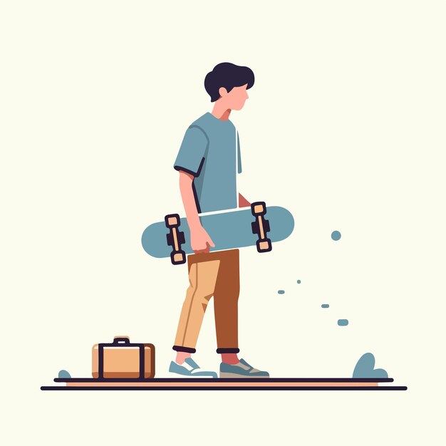 Vector vector of people playing skateboarding with flat design style